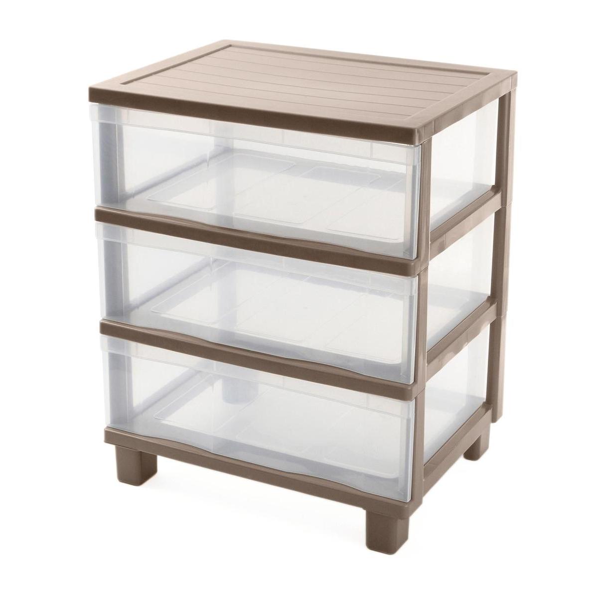 Tour de rangement 3 tiroirs - Plastique - 54 x 39 x H 67 cm - Taupe Tour de rangement 3 tiroirs - Plastique - 54 x 39 x H 67 cm - Taupe