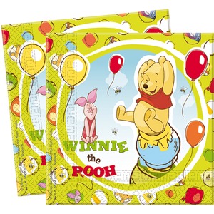 Lot de 20 serviettes Winnie en pate de cellulose - 33 x 33 cm - Multicolore