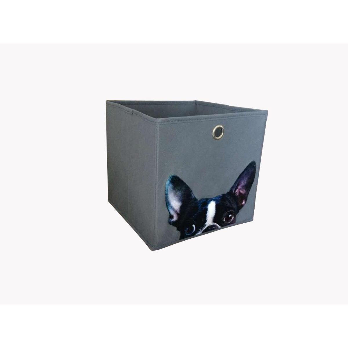 Cube de rangement - 100 % Polyester - 28 x 28 x H 28 cm - Gris Cube de rangement - 100 % Polyester - 28 x 28 x H 28 cm - Gris