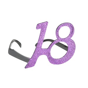 Lunettes géantes pailletées Anniversaire 18 ans - 23 cm - Violet