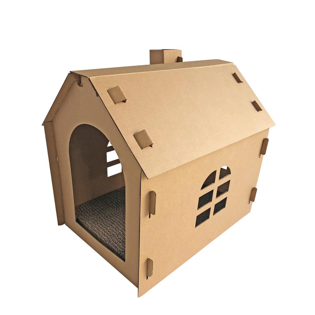 Maison Pour Chat Personnalisable Avec Griffoir 36 X H 48 X 44 Cm Marron Paniers Pour Chiens Et Corbeilles La Foir Fouille