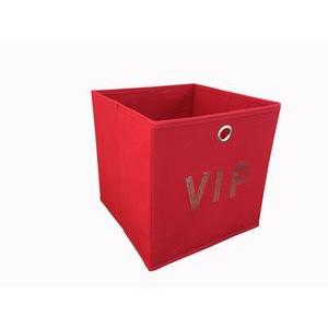 Cube de rangement - 100 % Polyester - 28 x 28 x H 28 cm - Rouge