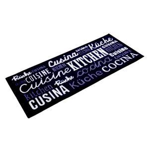 Tapis de cuisine à motifs - L 120 x l 12.5 cm - Noir