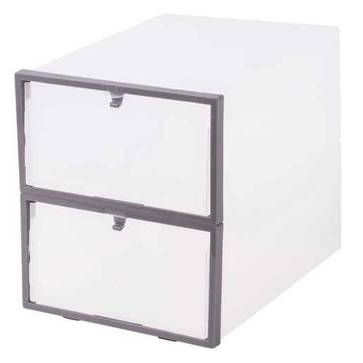 2 Tiroirs Range Chaussures Polypropylene Abs Blanc