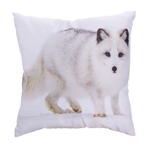 Coussin décor imprimé loup blanc - 40 x 40 cm - Multicolore