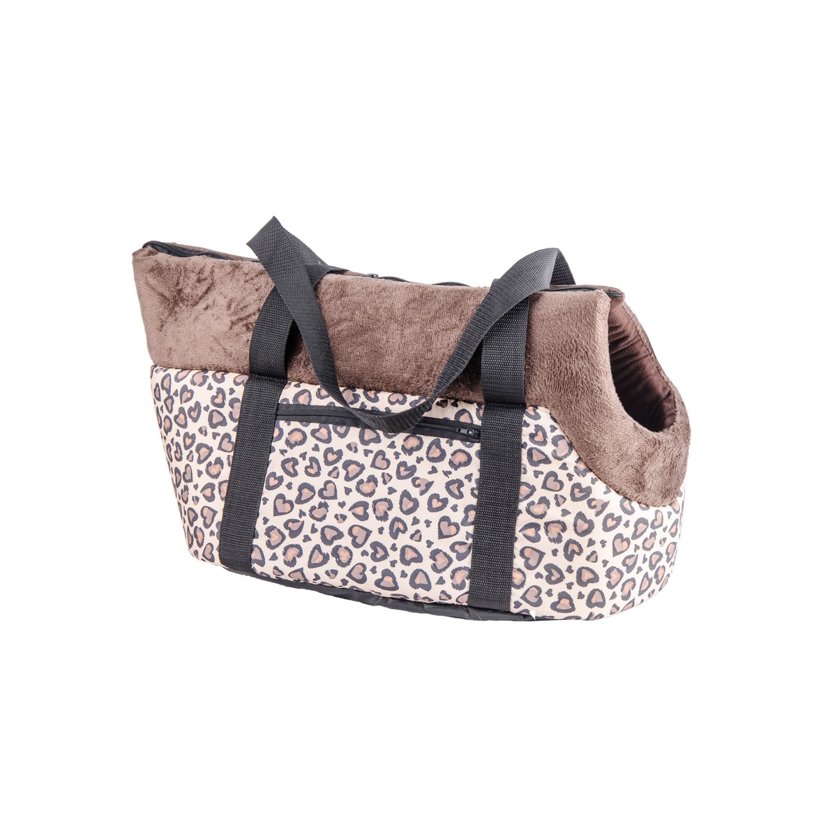 Sac de transport pour animaux motif léopard- Longueur 39 cm - Marron