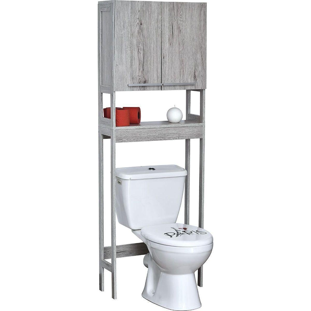 Meuble Dessus De Wc 60 X 173 X 22 7 Cm Gris Blanc Rangement La Foir Fouille