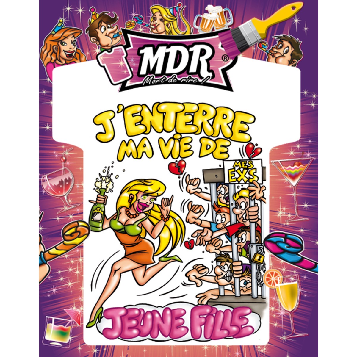 Tee-shirt humoristique Enterrement vie de jeune fille en coton - TU