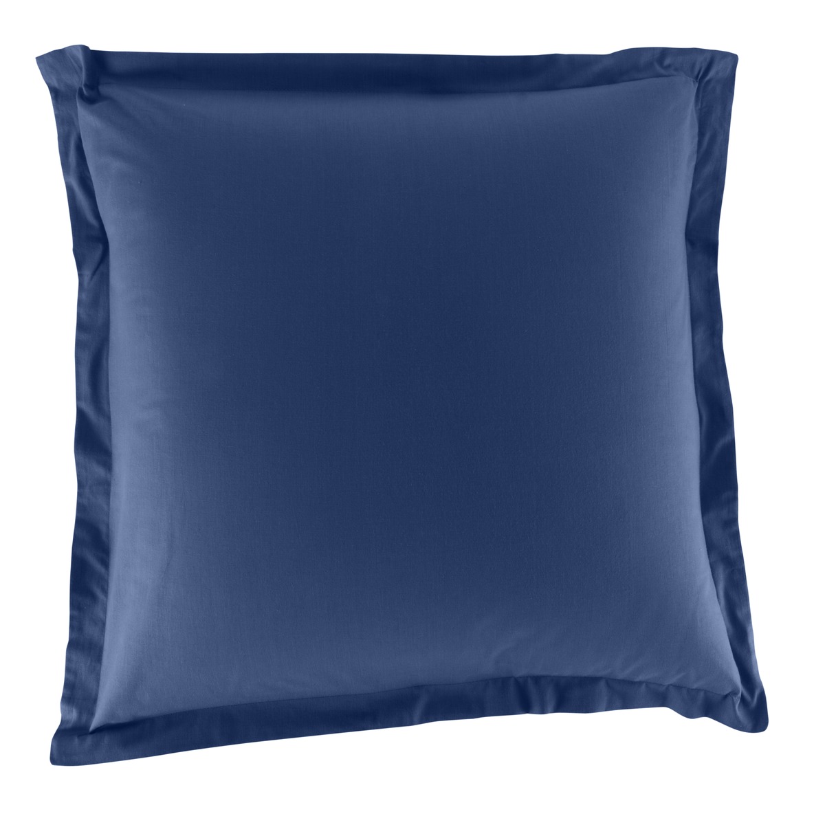 Taie d'oreiller volant plat 100% coton 57 fils 63 x 63 cm - bleu marine Taie d'oreiller volant plat 100% coton 57 fils 63 x 63 cm - bleu marine