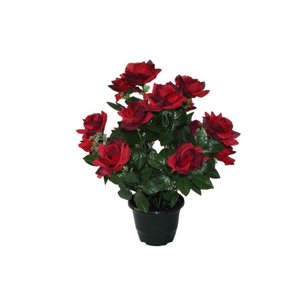 Potée de 14 roses ouvertes - Polyester - Taille standard - Rouge Potée de 14 roses ouvertes - Polyester - Taille standard - Rouge