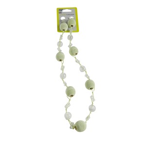 Embrasse à perles en coton - 80 cm - Vert anis