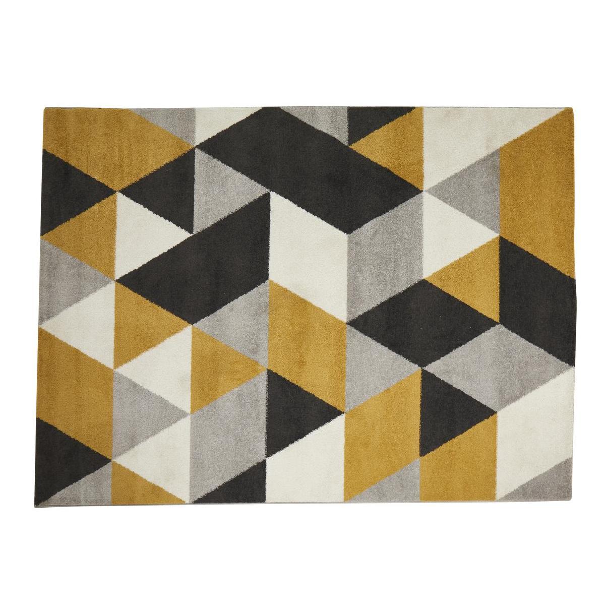 tapis geometrix 150 x 200 cm differents formats gris jaune blanc tapis deco la foir fouille