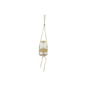 Pot en verre corde à suspendre + bouchon liège article déco - 5.5 x 10 x 5.5 cm - Transparent