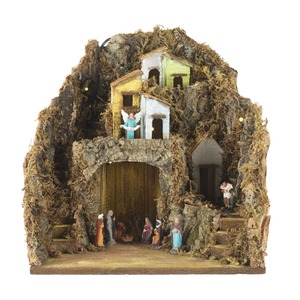 Crèche lumineuse avec 9 santons - 30 x 24 x 39 cm - Multicolore