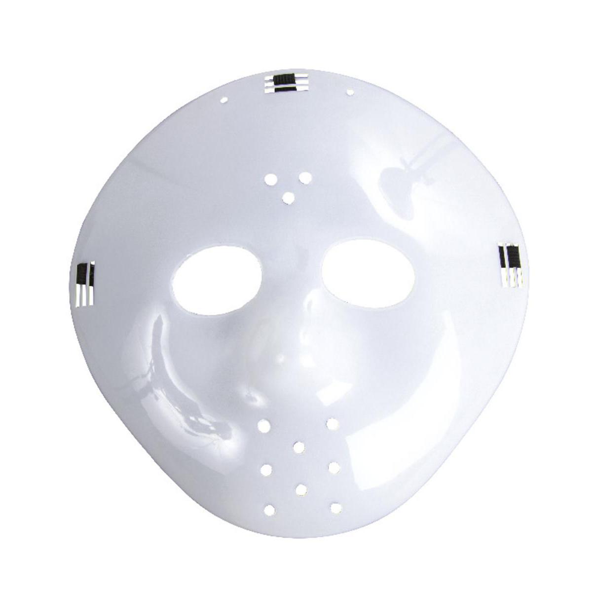 Masque de hockey dur pour adulte en plastique - 23,5 x 23,5 cm - Blanc Masque de hockey dur pour adulte en plastique - 23,5 x 23,5 cm - Blanc