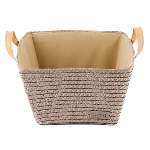 Panier à anses - 23 x 23 x H 15 cm - Marron taupe