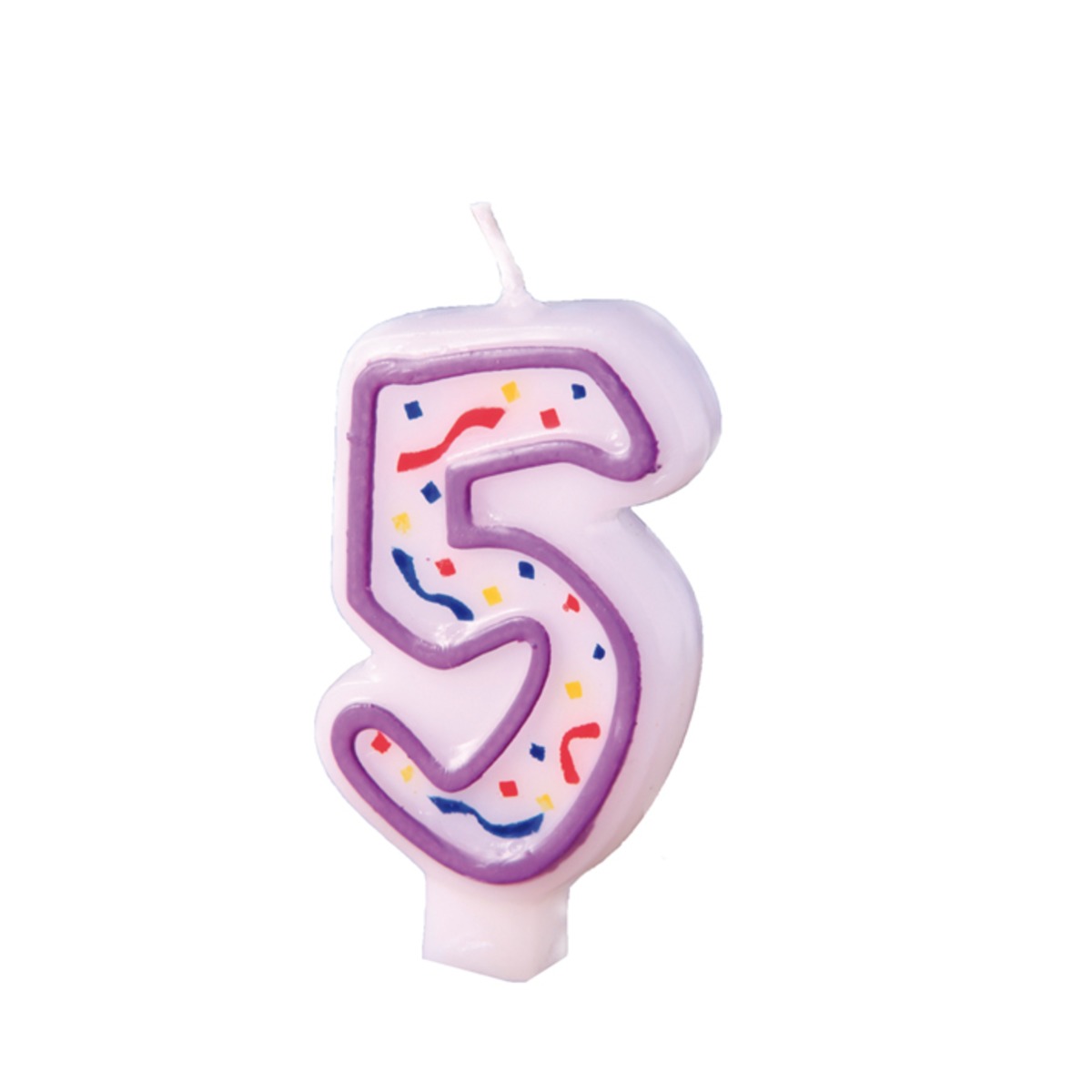 Bougie chiffre 5 en cire - 8,5 x 14 cm - Multicolore