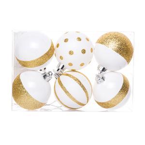 6 boules déco - Or, blanc
