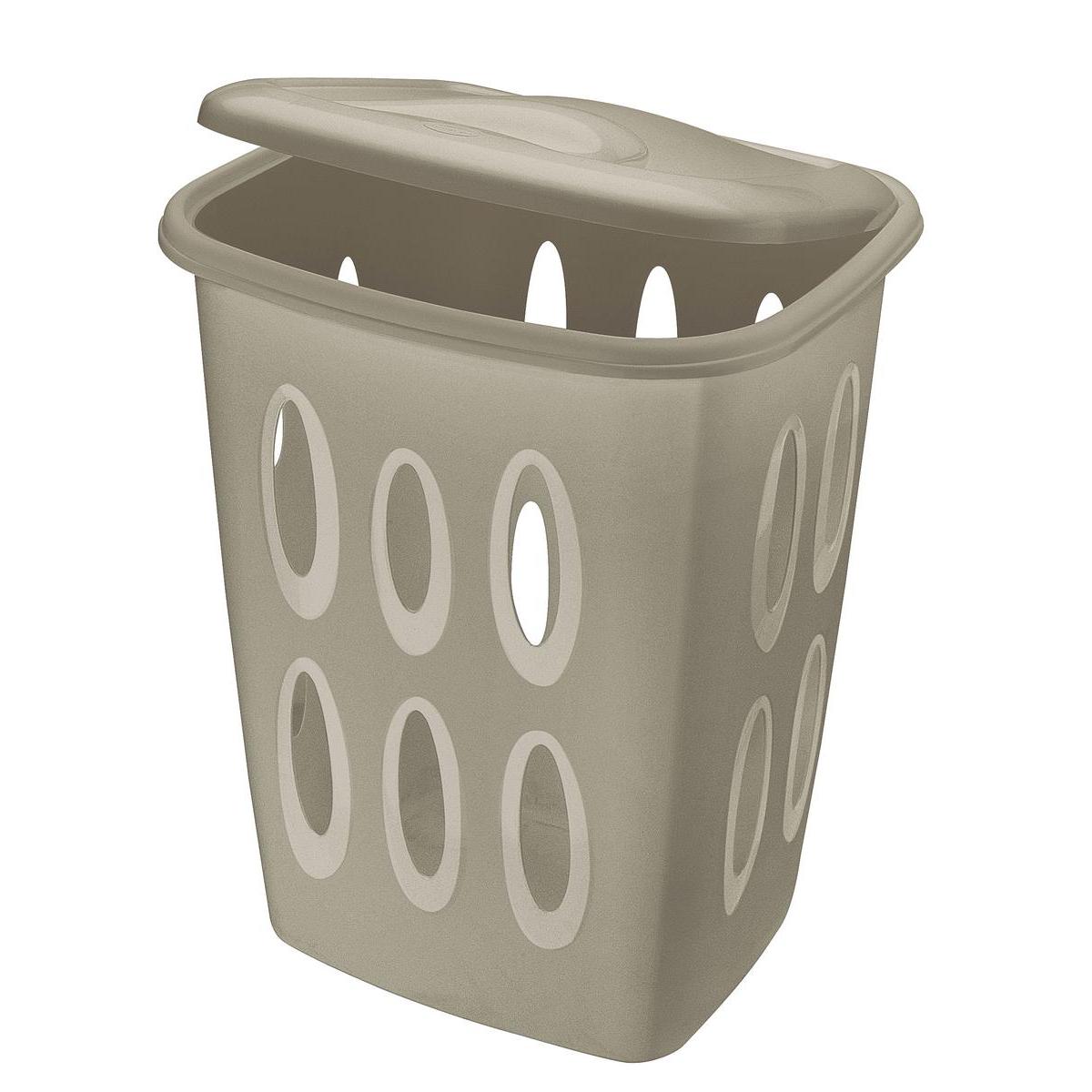 Coffre à linge - Plastique - 41 x 33,2 x H 54,4 cm - Marron taupe Coffre à linge - Plastique - 41 x 33,2 x H 54,4 cm - Marron taupe