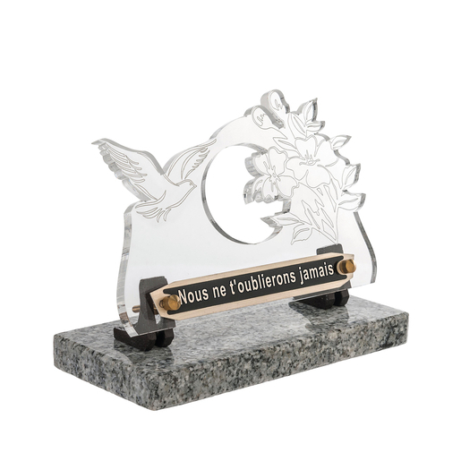 Plaque Gris Rouge Bleu Transparent Fleurs Artificielles La