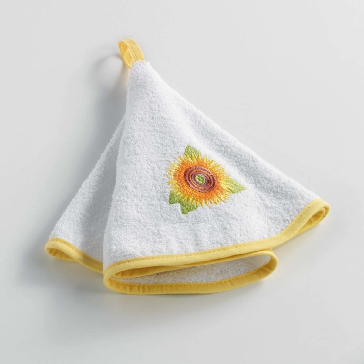 Essuie-mains rond Yellow flower - 60 cm - Blanc
