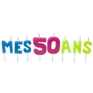 bougies lettres  mes 50 ans sur pique