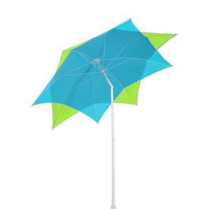 Parasol de plage inclinable Flor - Fer et polyester - Diam 2 x H 2,1 m - Vert et bleu
