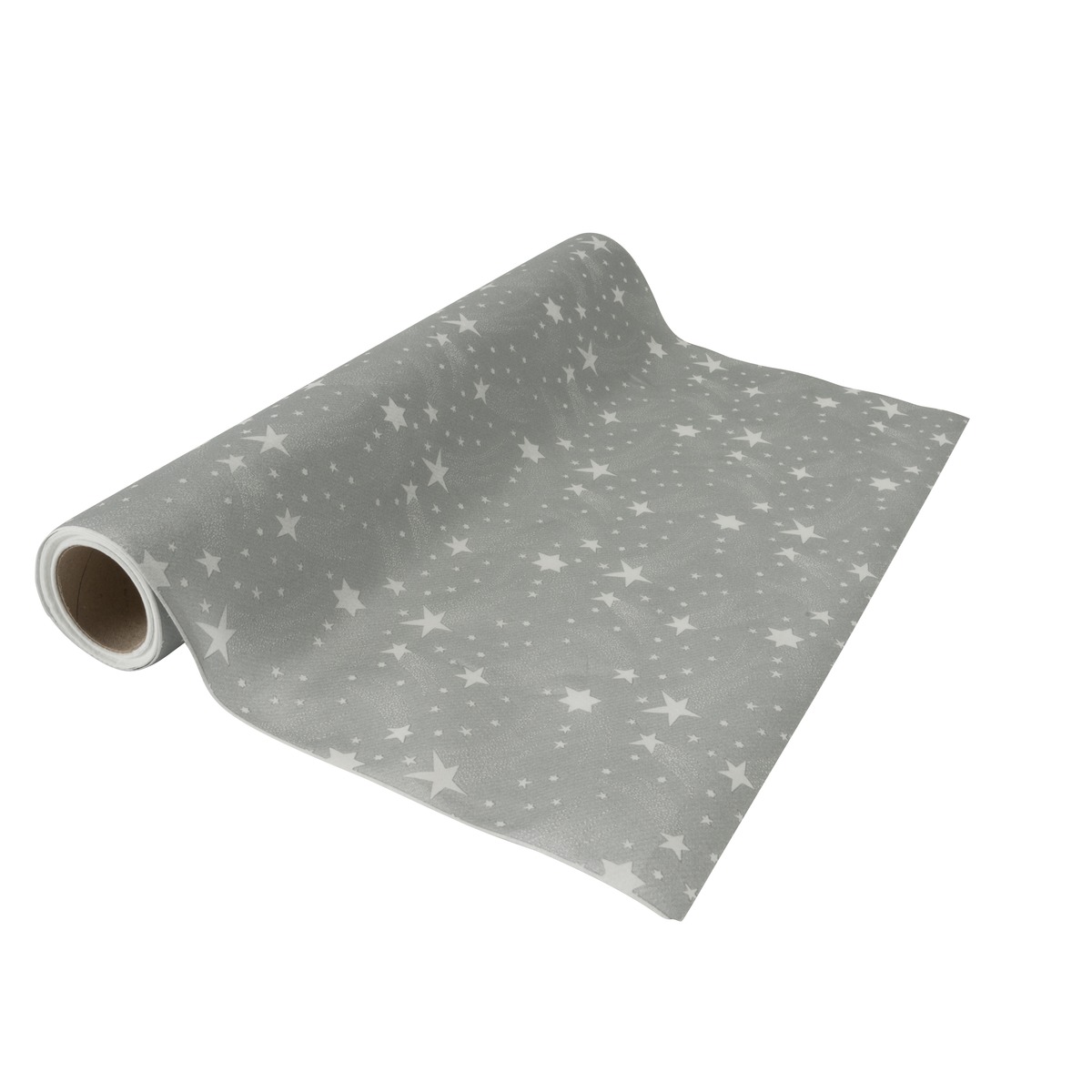 Chemin de table motif étoiles filantes - 0,40 x 4,8 m - Blanc, Gris argenté Chemin de table motif étoiles filantes - 0,40 x 4,8 m - Blanc, Gris argenté