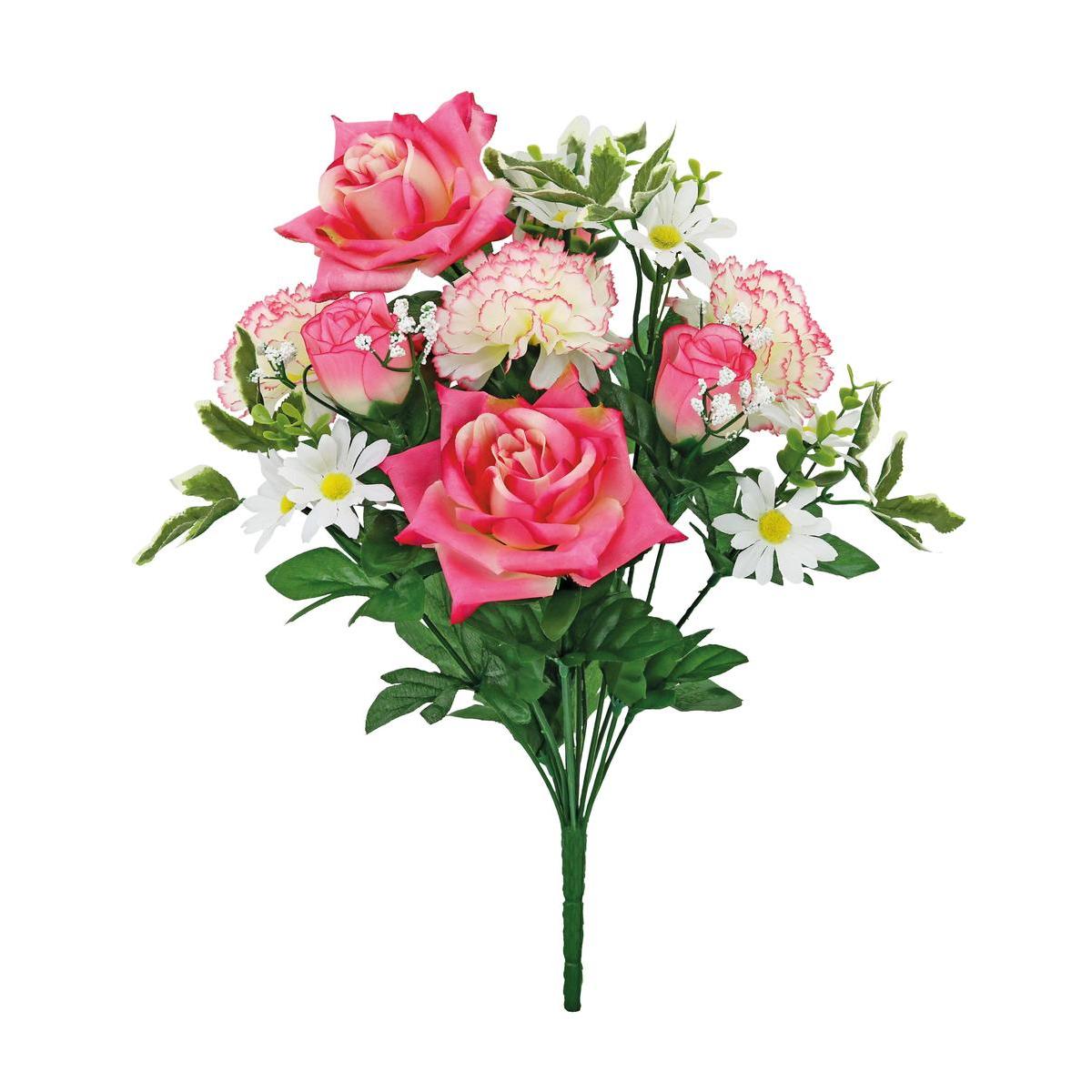 Bouquet de roses et œillets artificiels - H 45 cm - Différents modèles - Multicolore Bouquet de roses et œillets artificiels - H 45 cm - Différents modèles - Multicolore