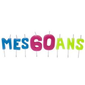 bougies lettres  mes 60 ans sur pique