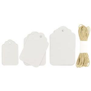 Étiquettes avec lien - Carton - 3 tailles différentes - Blanc