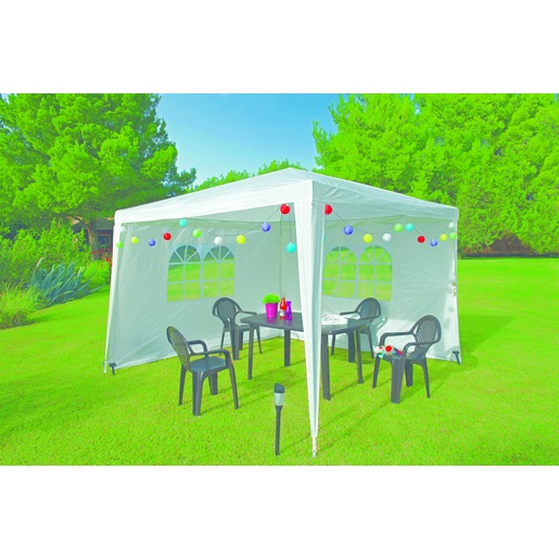 Tonnelle Avec 3 Rideaux 3 X 3 X H 2 45 M Blanc Tonnelles De