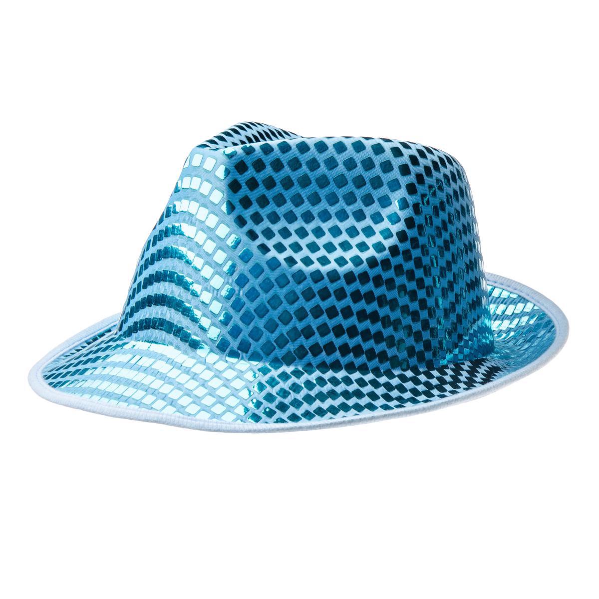 Chapeau disco - Polyester - 20 x 15 x 10 cm - Gris - Rouge - Bleu
