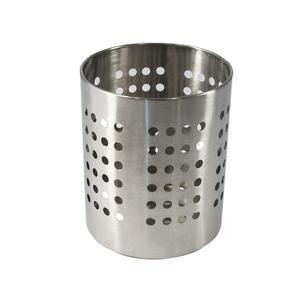 Porte ustensiles rond en acier inoxydable - 12 cm - Gris