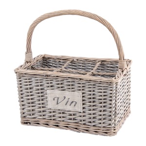 Panier porte-bouteilles en osier - 63,8 x 26 x H 38 cm - Marron