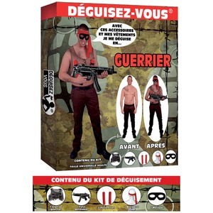 Kit de déguisement guerrier 5 pièces - Taille unique - Noir, rouge