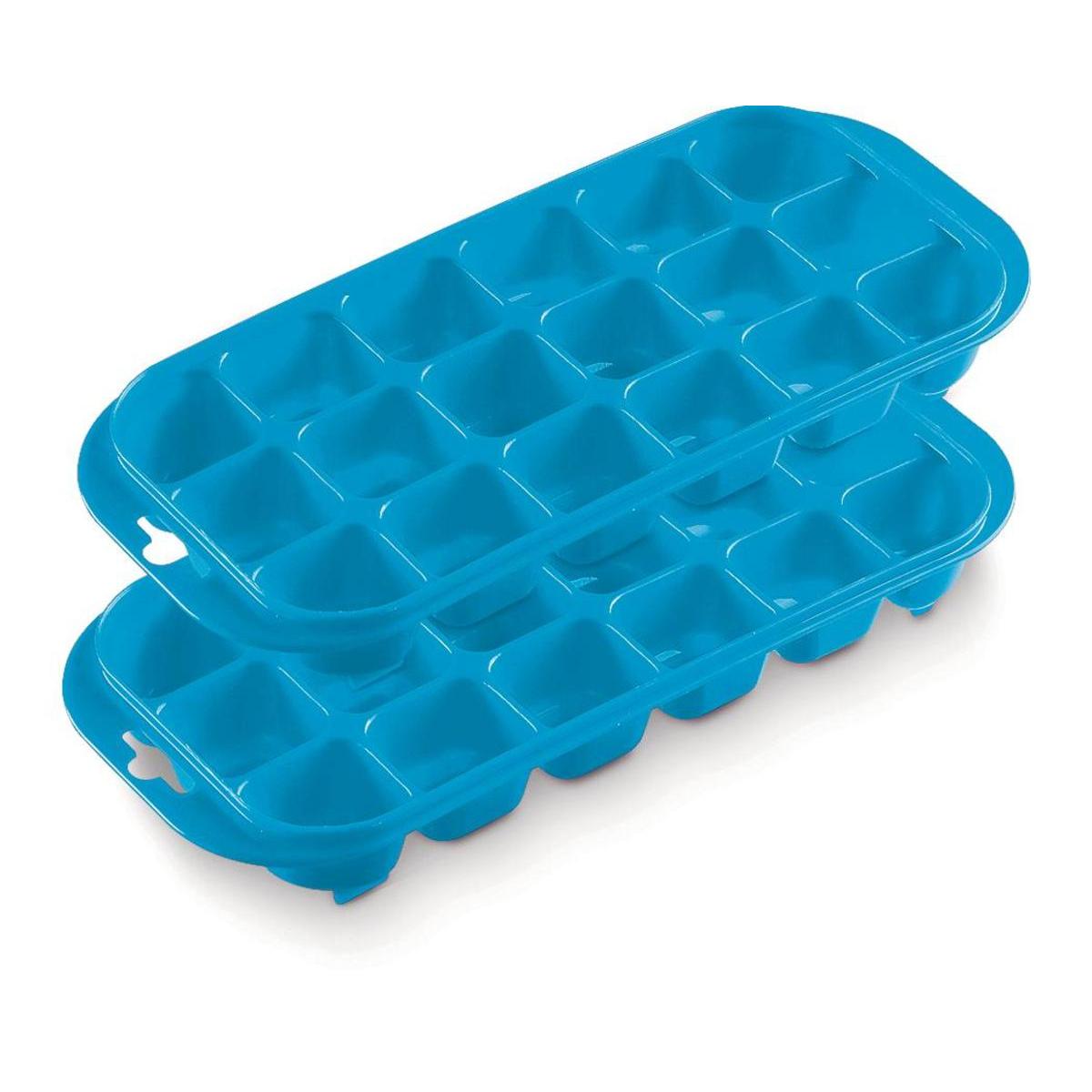Lot de 2 bacs à glaçons en plastique - 26 x 11,5 x 4 cm -Différents coloris Lot de 2 bacs à glaçons en plastique - 26 x 11,5 x 4 cm -Différents coloris