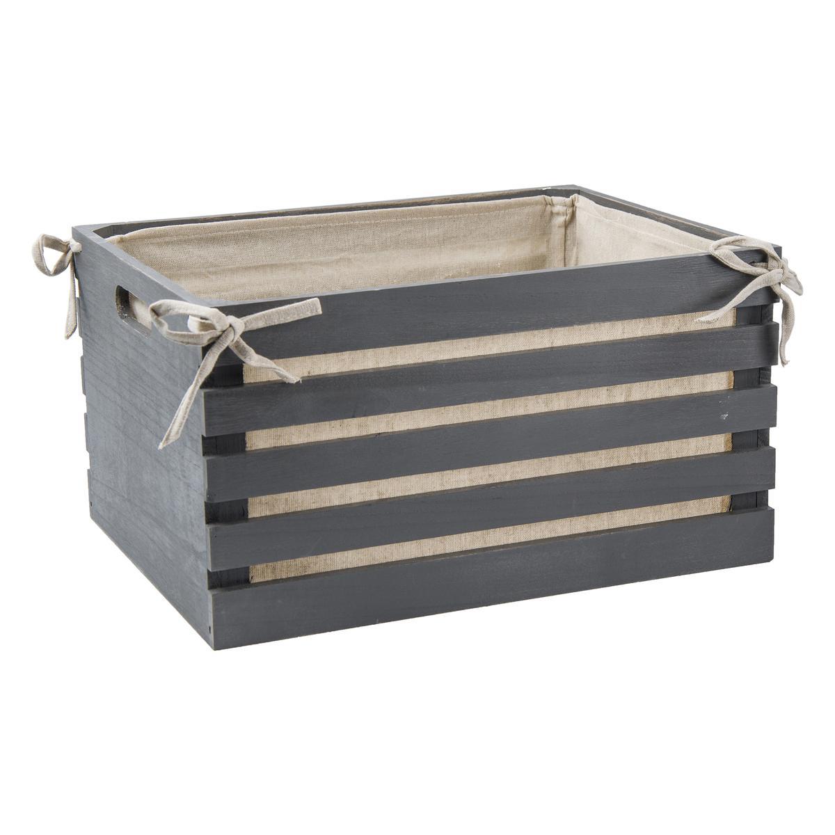 caisse en bois interieur tissu 42 x 32 x h 23 cm paniers a linge et lingeres la foir fouille