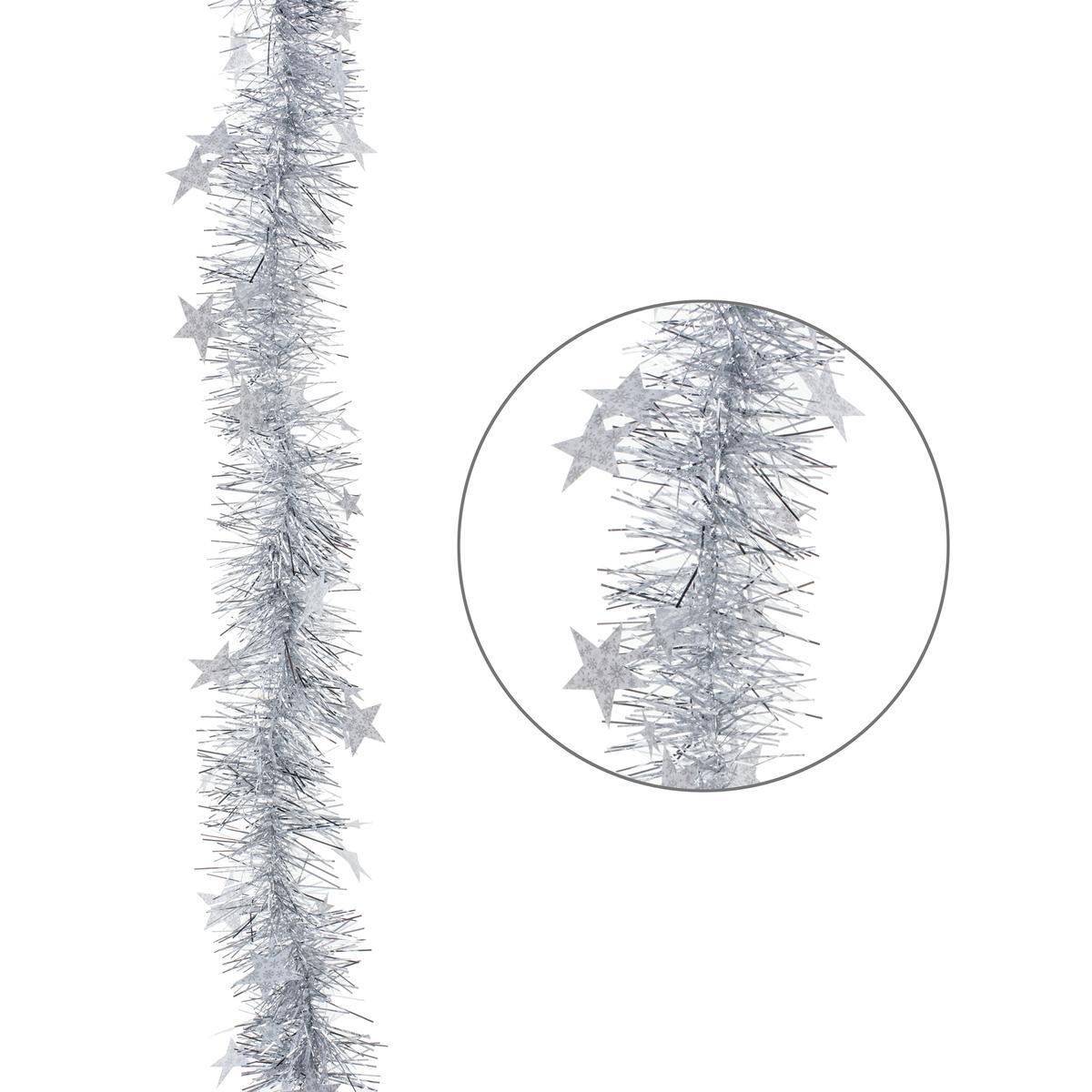 Guirlande avec étoiles - PVC - 2 m - Argent Guirlande avec étoiles - PVC - 2 m - Argent