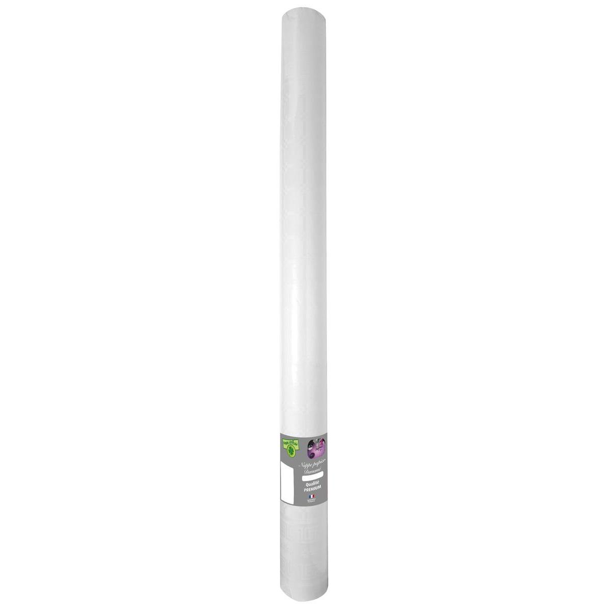 Nappe effet damassé - Papier - 6 m x 120 cm - Blanc Nappe effet damassé - Papier - 6 m x 120 cm - Blanc