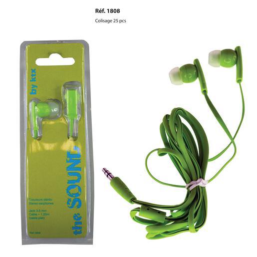 Ecouteurs stéréo - Plastique - 125 cm - Vert Ecouteurs stéréo - Plastique - 125 cm - Vert