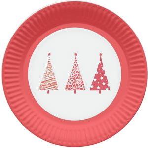 Ass carton rondes 23 cm x 10 pièces sapin de Noël rouge