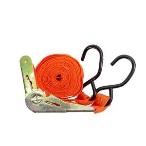 Sangle d'arrimage à cliquet + crochets - 5 m - Orange, gris