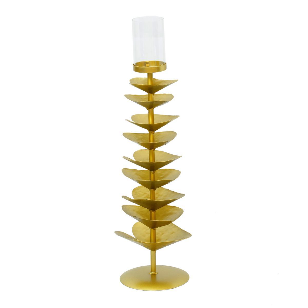 Photophore pilier - Fer et verre - H 52 cm - Cuivré Photophore pilier - Fer et verre - H 52 cm - Cuivré