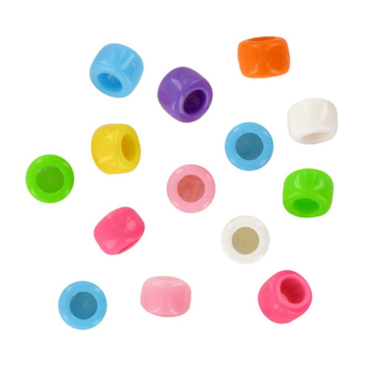 Perles acryliques 8 couleurs 50 grs - 8 x 6 mm - Multicolore