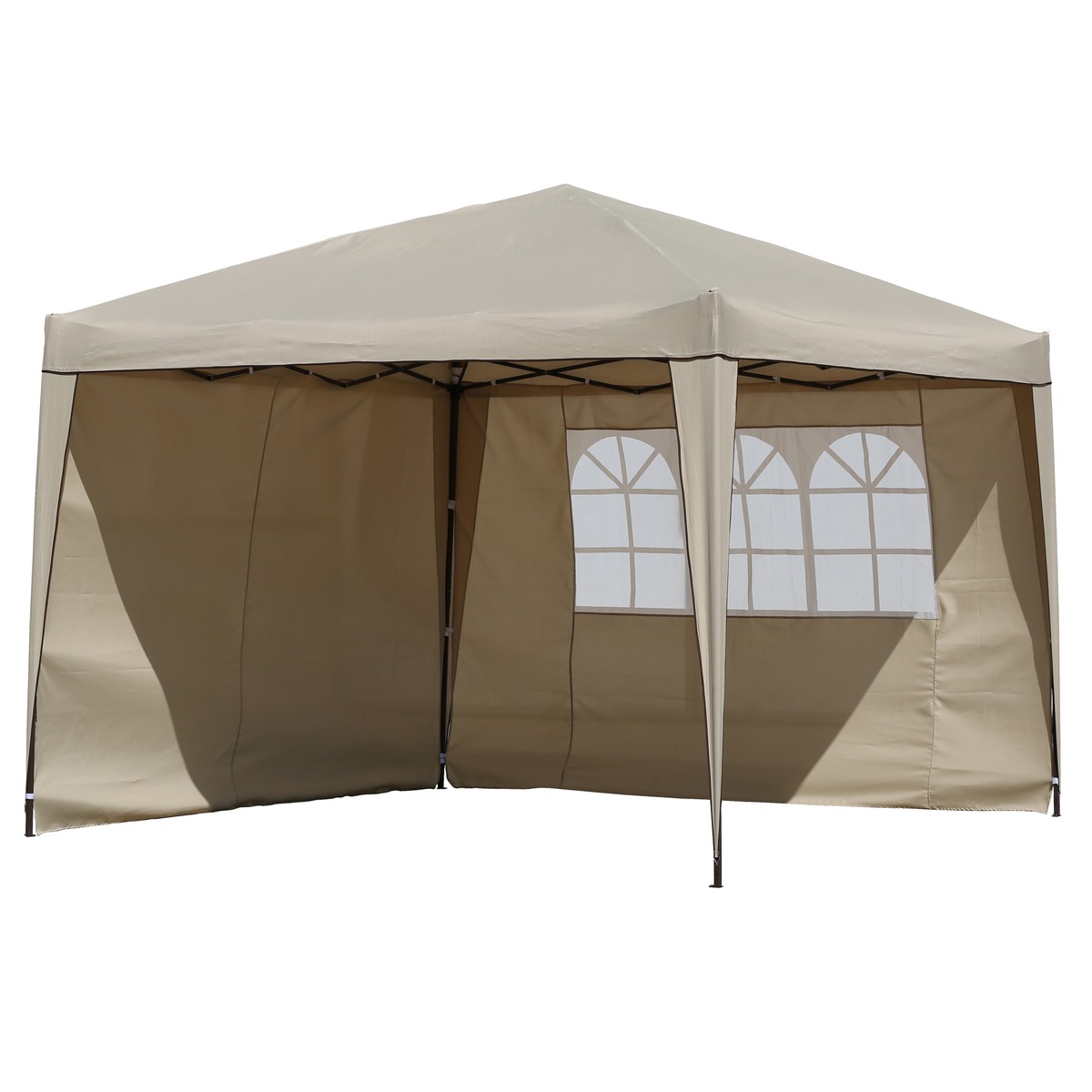 Lot de 2 rideaux imperméables pour tonnelle - 3 x 3 x H 1,95 m - beige Lot de 2 rideaux imperméables pour tonnelle - 3 x 3 x H 1,95 m - beige