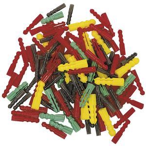 300 chevilles plastiques - 14 x 3 x 14 cm - Multicolore