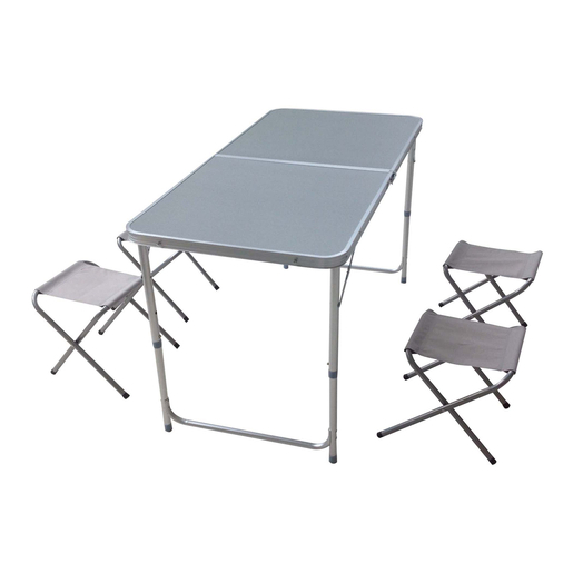 Table camping - Aluminium et Acier et MDf - Gris