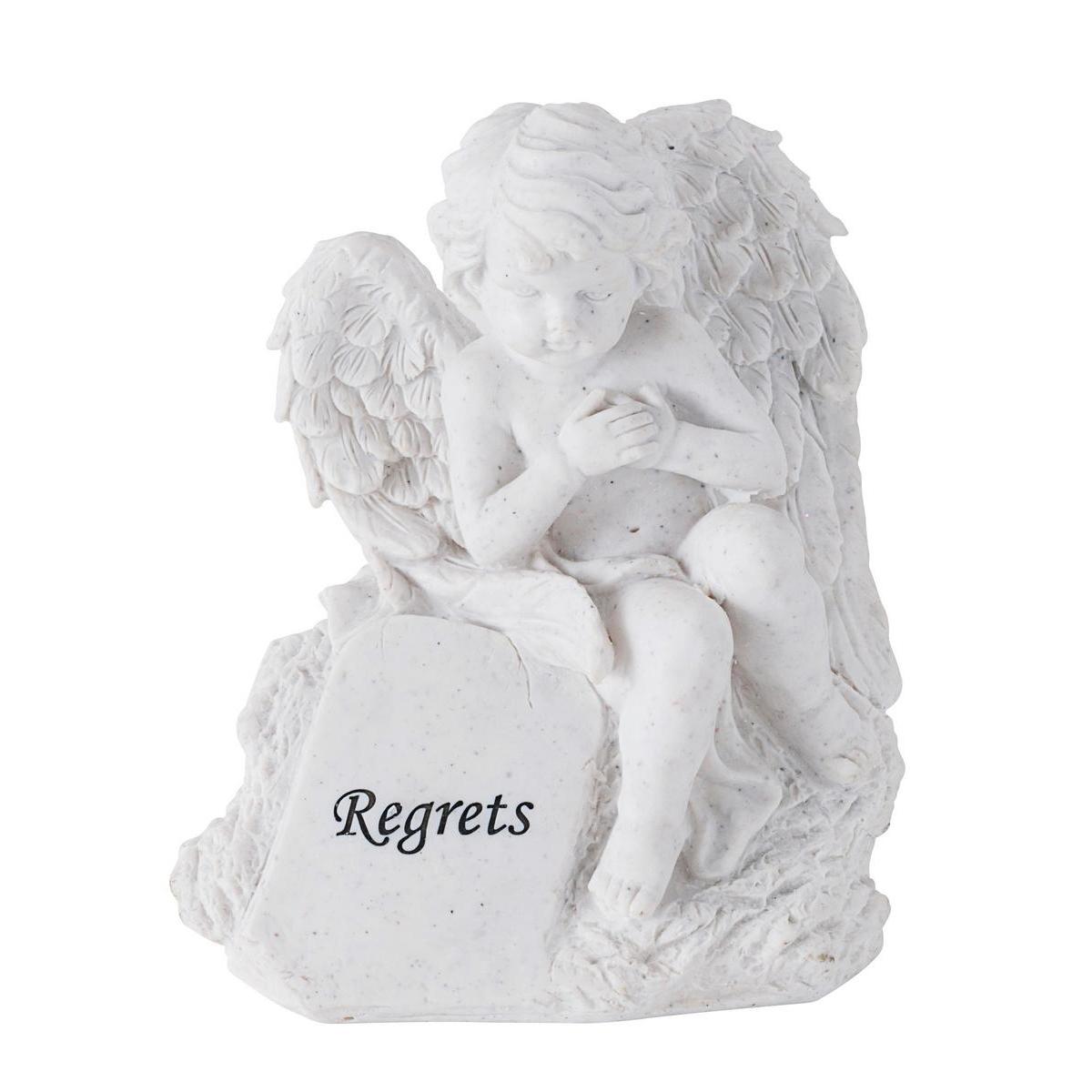 Plaque funéraire ange - Polyrésine - 17 x 10 x H 20 cm - Blanc Plaque funéraire ange - Polyrésine - 17 x 10 x H 20 cm - Blanc