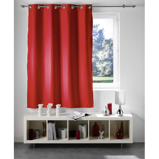 Rideau occultant à œillets en polyester - Rouge cerise - Rideaux et ... Rideau occultant à œillets en polyester - Rouge cerise - Rideaux et ...